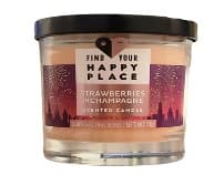 FIND YOUR HAPPY PLACE SCENTED CANDLE STRAWBERRIES IN CHAMPAGNE 7 OZ